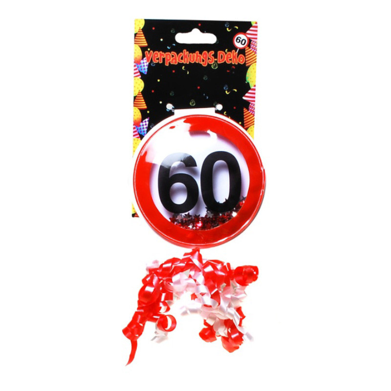 Udo Schmidt Verpackungs-Deko 60 mit Klebepunkt Kunststoff 9 cm Geburtstagsdekoration zum 60 Geburtstag